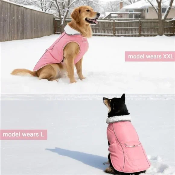 Dog Winter Coat - Warm Dog Clothes Rain Snow Wind Cold Weather Reflective Small - Picture 5 of 8